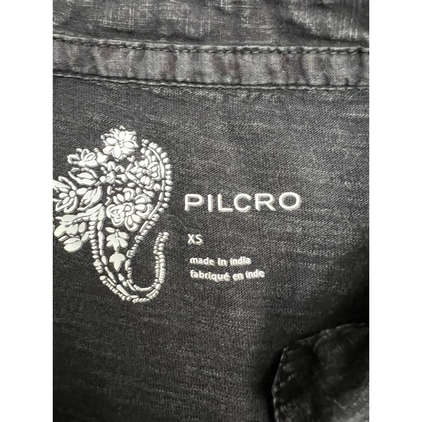 Anthropologie Pilcro Buttoned Balloon Sleeve Blouse Size XS Washed Black ccotton - Image 4