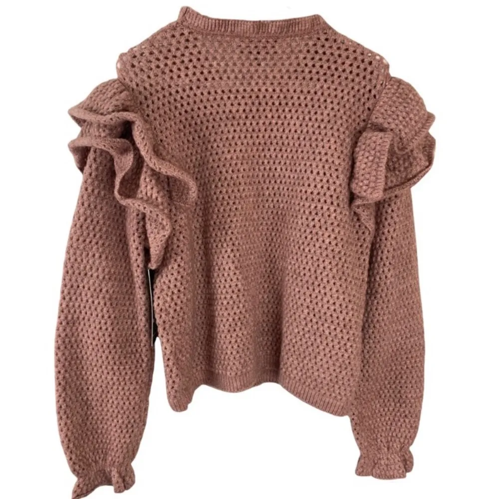 Knit stitch pullover sweater ruffle shoulder detail women’s Size XLarge - Image 3