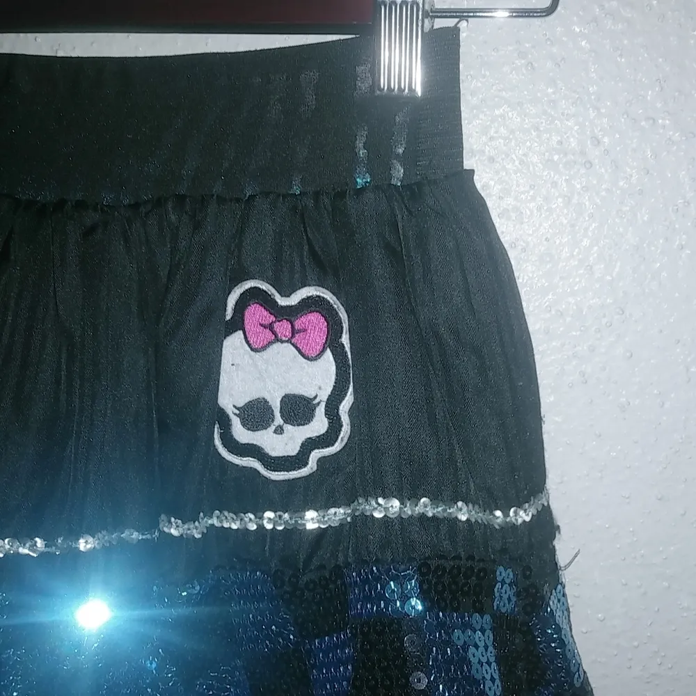 Hot Topic XS/S Hello Kitty Skull Harlequin Black & Blue Tulle Mini Skirt - Image 6