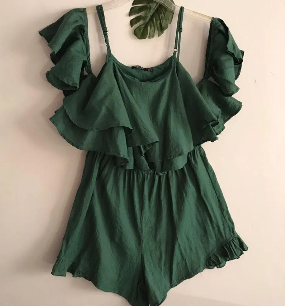 Nasty Gal Sexy Ruffles Green Romper  - Image 5
