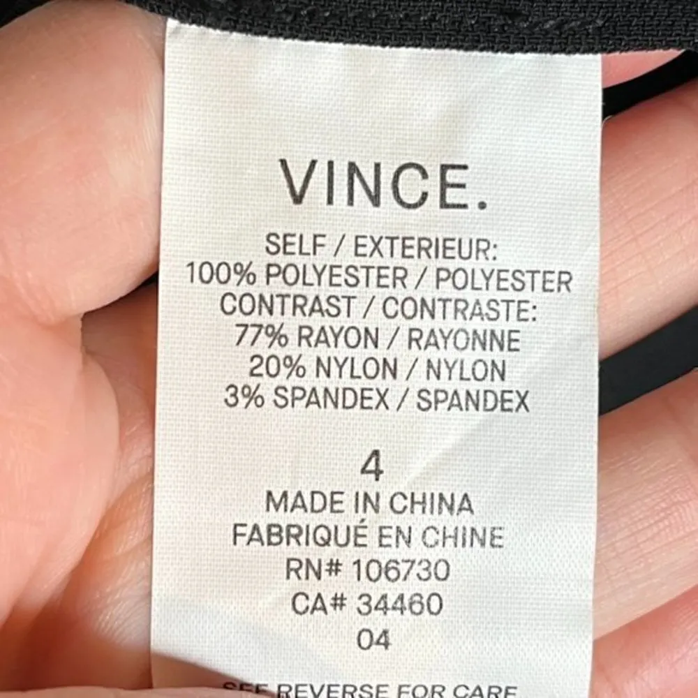 Vince black mixed media long sleeve black boat neck dress - Image 4