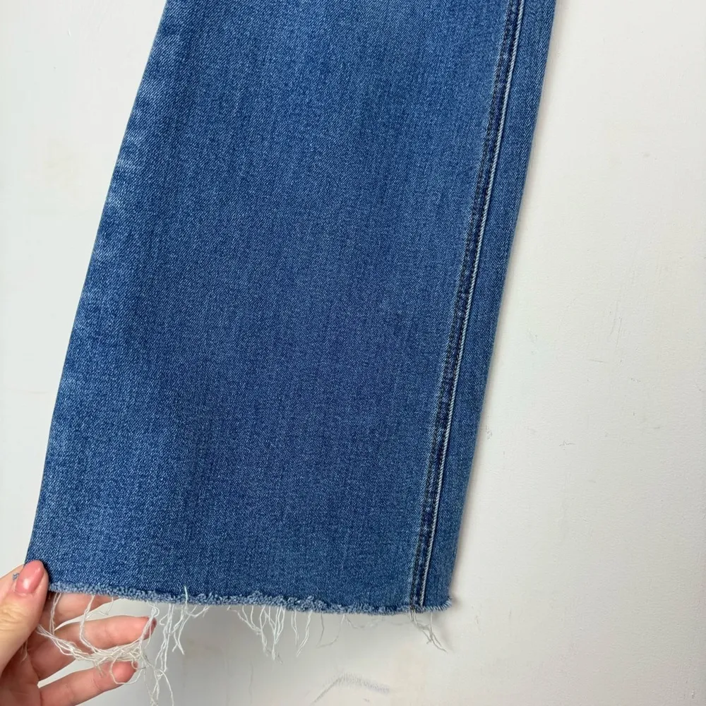 J. Crew Ashbury Flare Sz 29 High Rise Medium Wash Stretch Raw Hem - Image 7