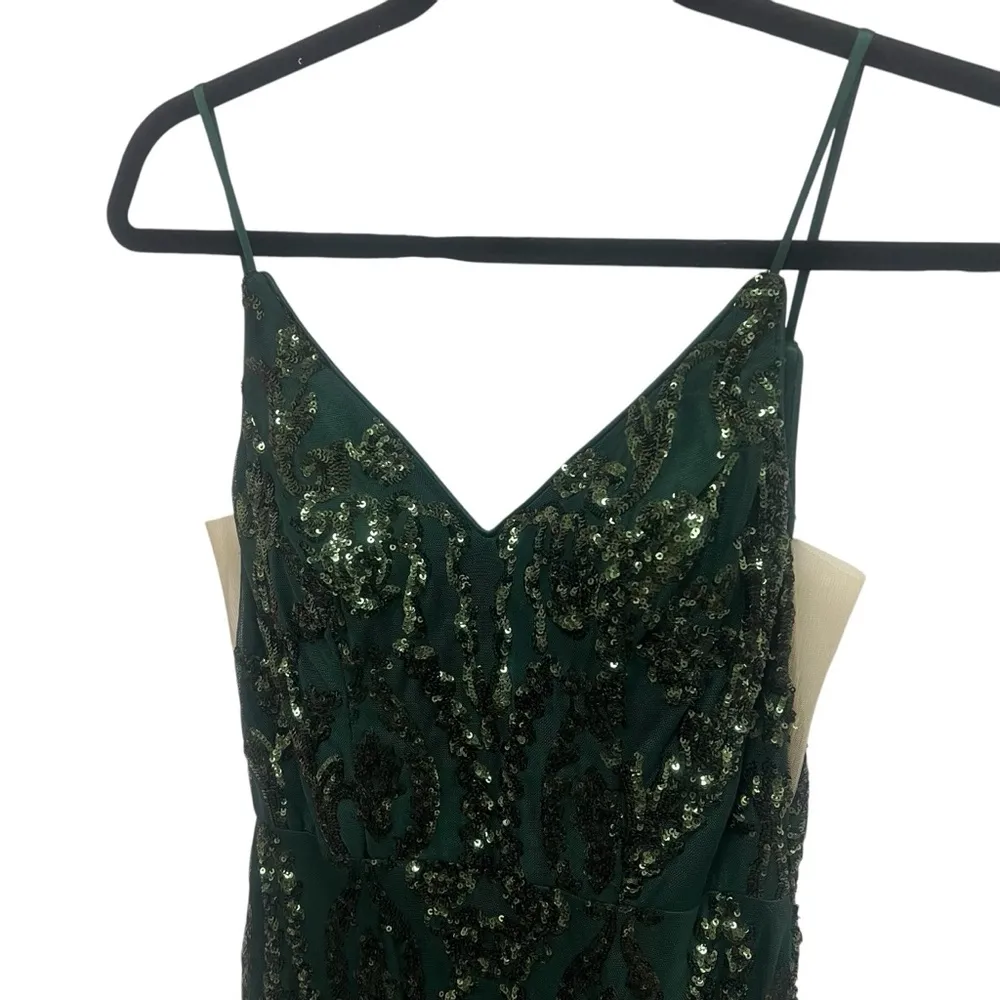 Emerald Green Sequined Mermaid Dress with lace up back size 2 - Image 4