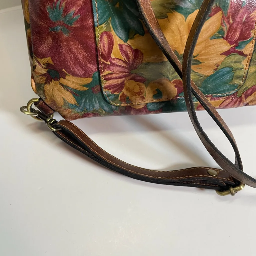 Patricia Nash Tan Purple Blue Floral Daisy Luzille Convertible Backpack Leather - Image 6