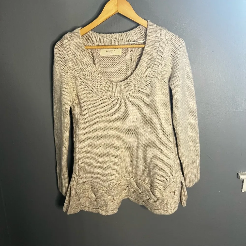 Zara knit cream scoop neck sweater - Image 7