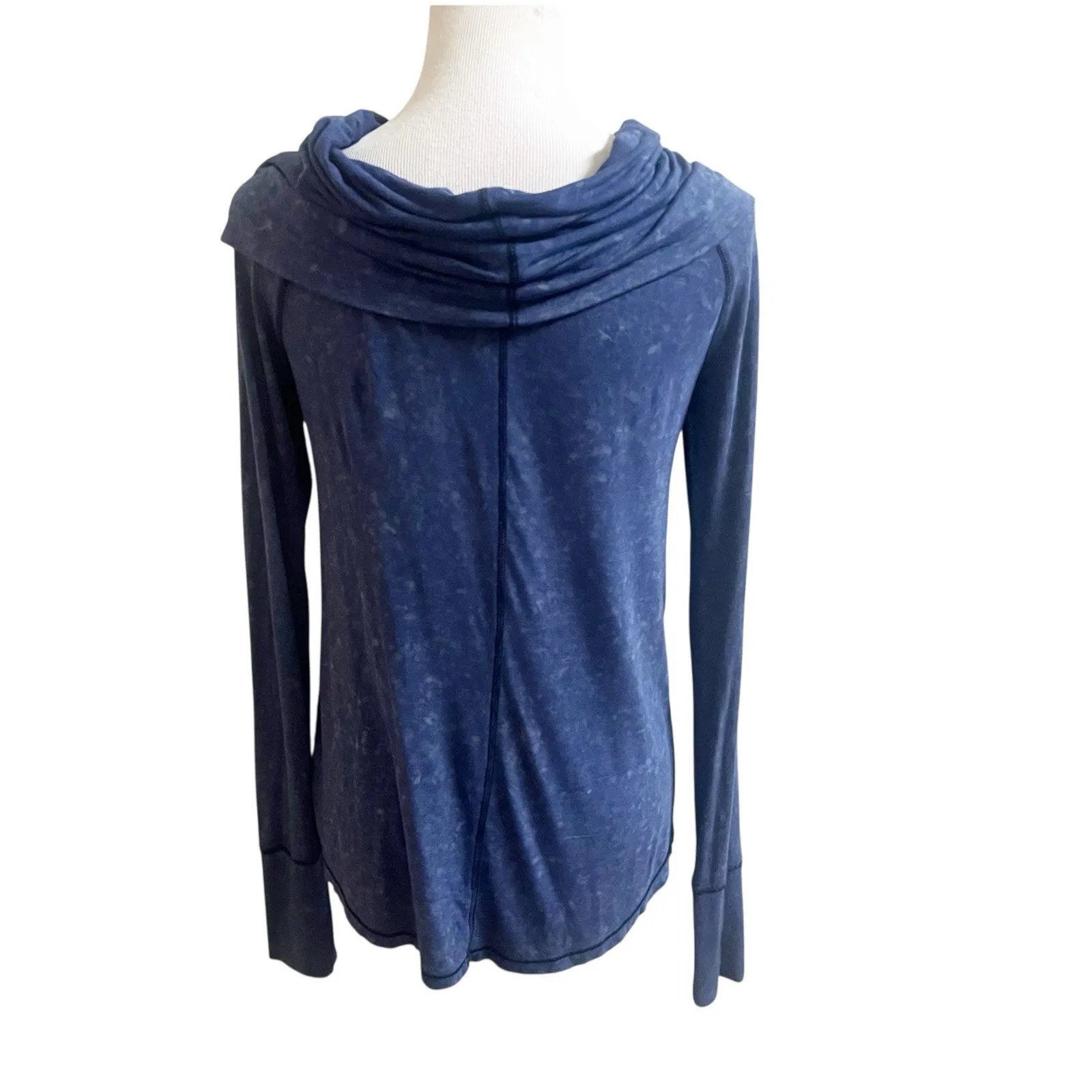 We The Free Purple Cosmo Cowl Neck Blue Sapphire Long Sleeve Off Shoulder Tunic - Image 3