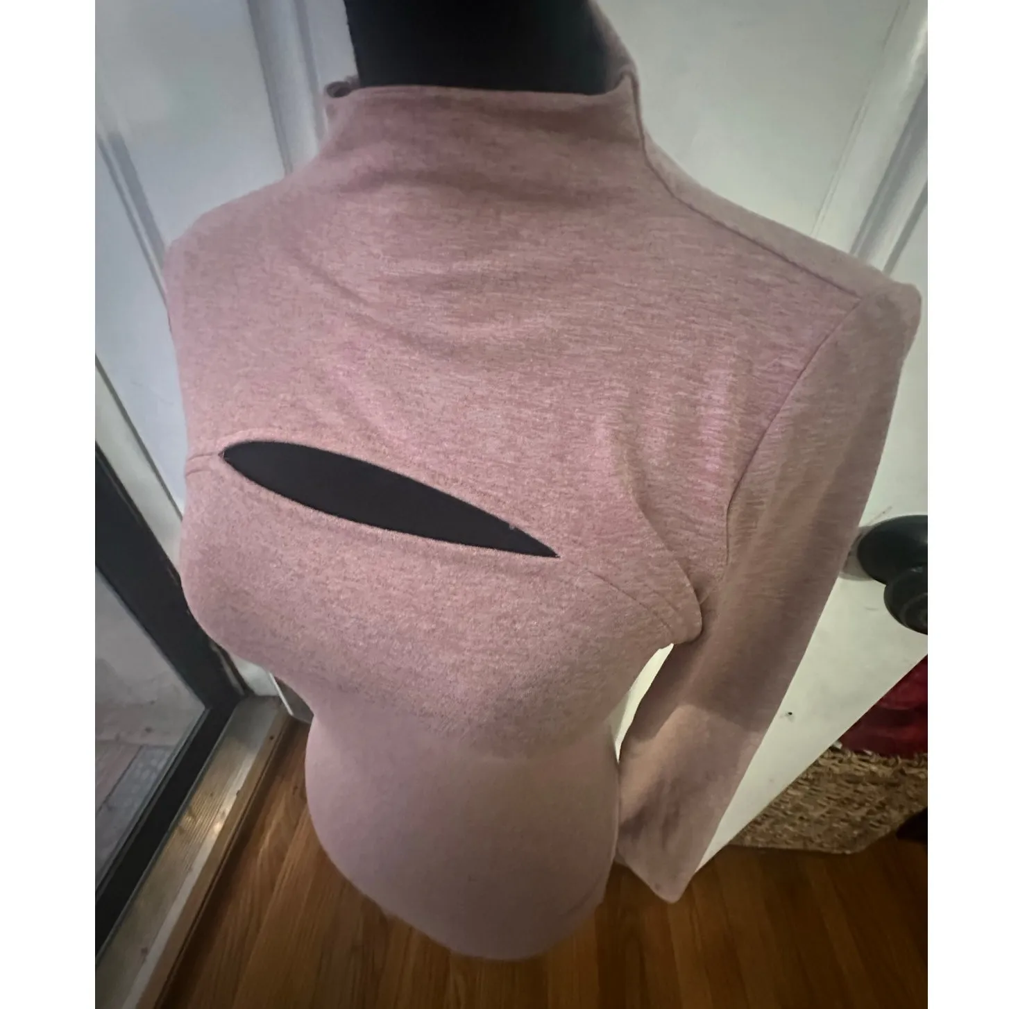 Express Body Contour Mock Neck Cut-Out Long Sleeve Bodysuit – Rose Mauve - Image 2