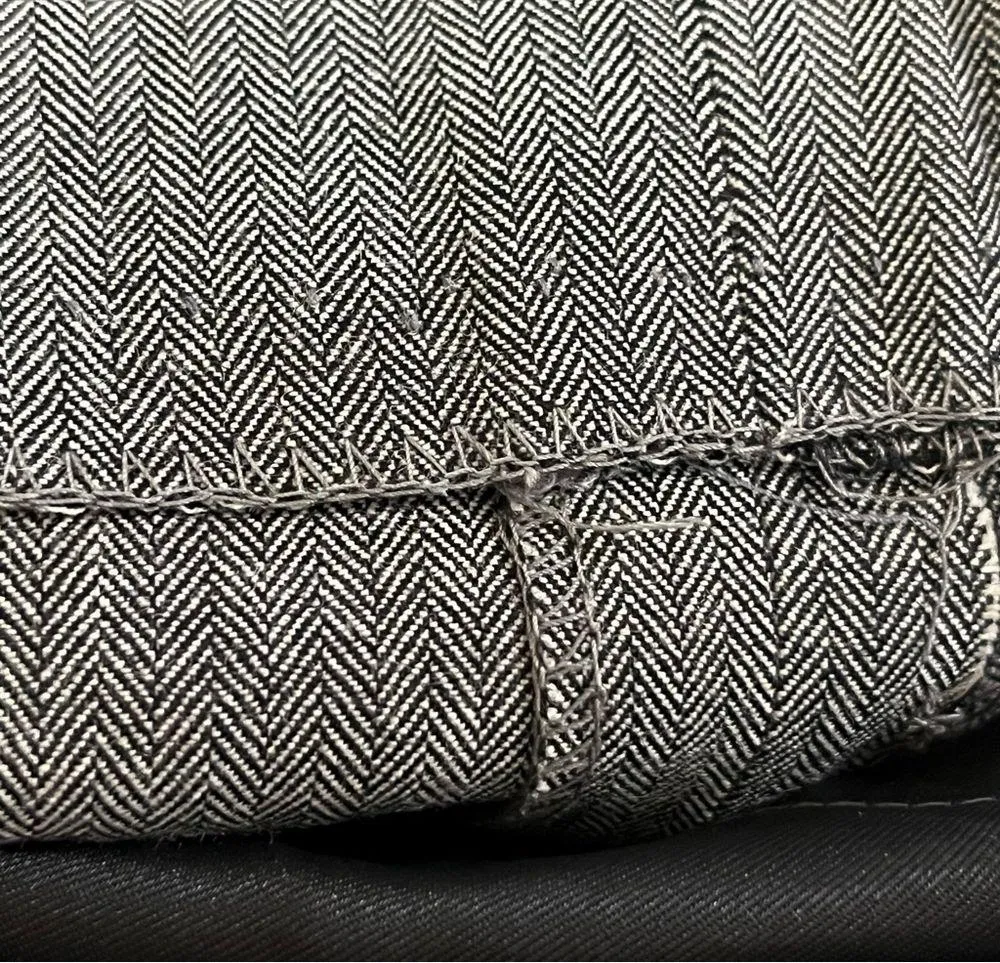 Vintage 90s Giorgio Sant’Angelo Herringbone Midi Pencil Skirt Gray 16 - Image 4