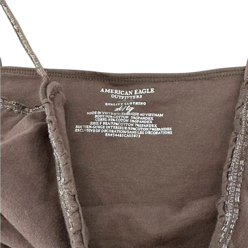 American Eagle Vintage Y2K Cami Tank Top Beaded Trim Fairy Boho Grunge Size XL - Image 5