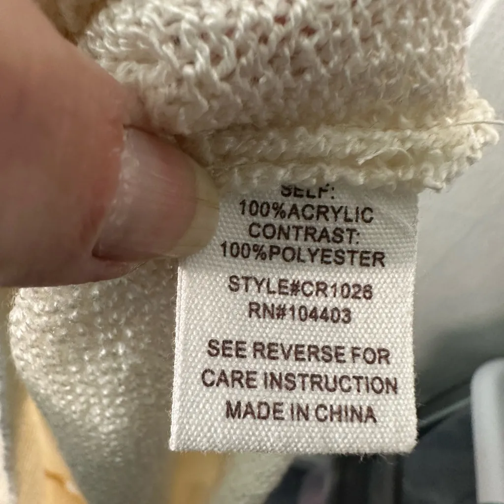 By The River Beige Sweater with Sheer Sleeves Size Medium EUC - Image 8