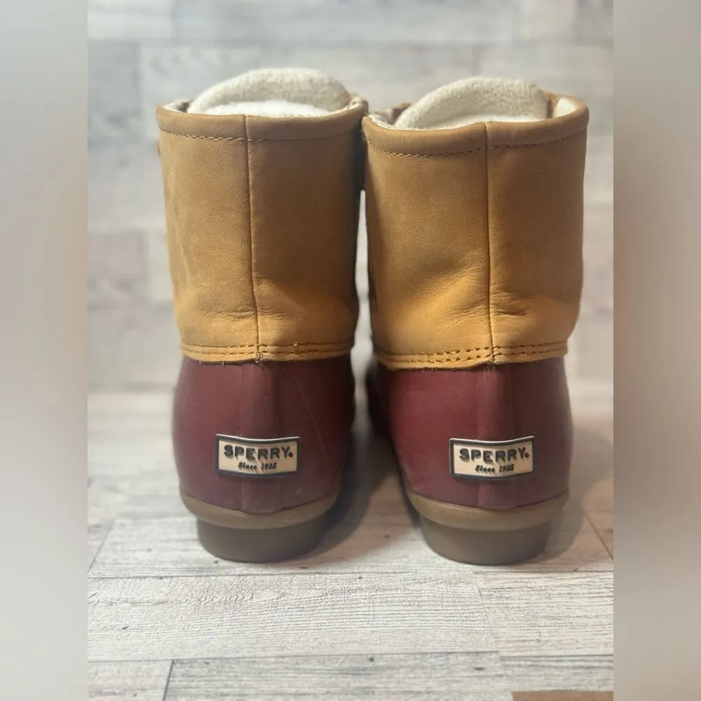 Sperry Duck Boots‎ Dark Red and tan size 7.5 - Image 11