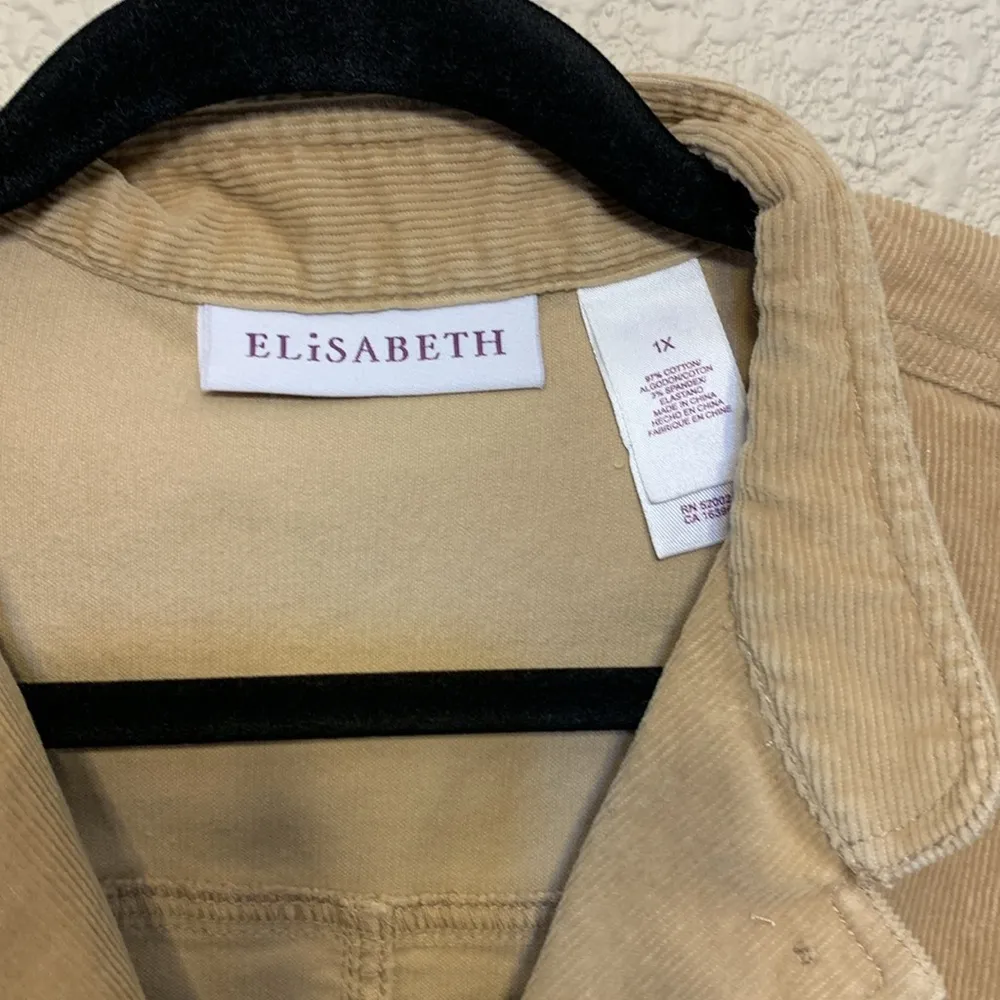 ELiSABETH women's corduroy jacket sz 1x fall winter career office streetwear Tan - Image 2
