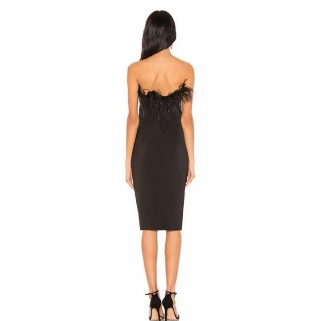 NWT LPA Revolve Aurora Black Feather Trim Strapless Dress Cocktail Party Size XS - Image 3