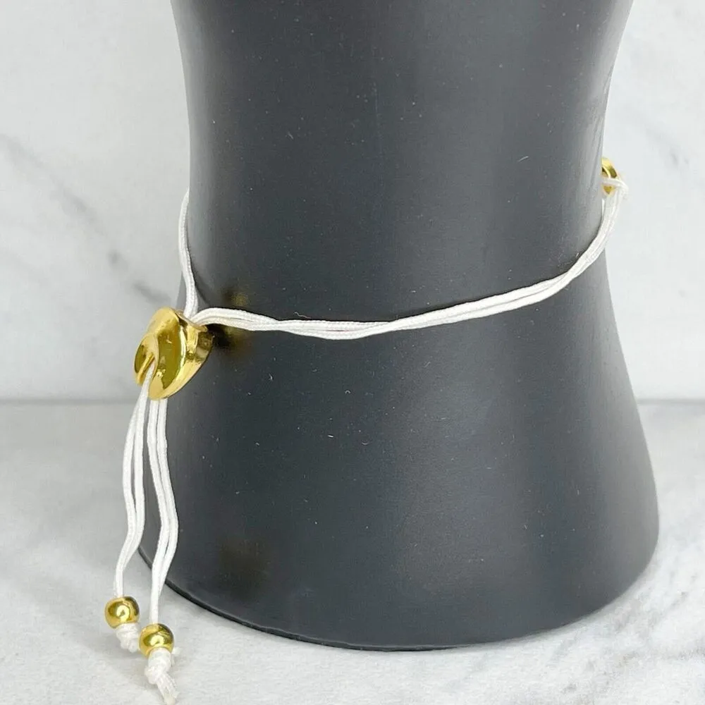 Seashell Charm Fortune Cookie Adjustable Slide Bracelet White - Image 6