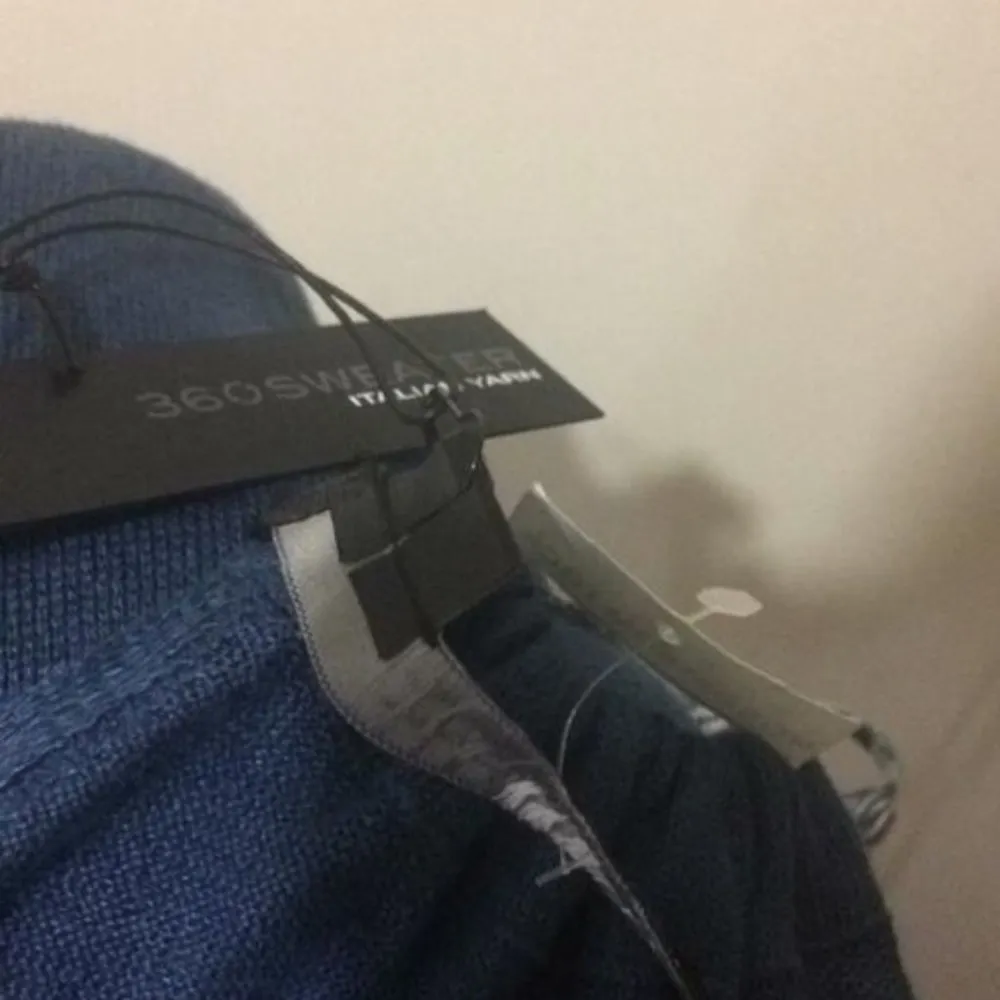 NEW * 360 Sweater women's S tie strap light linen knee length tassel dress * NWD Blue - Image 4