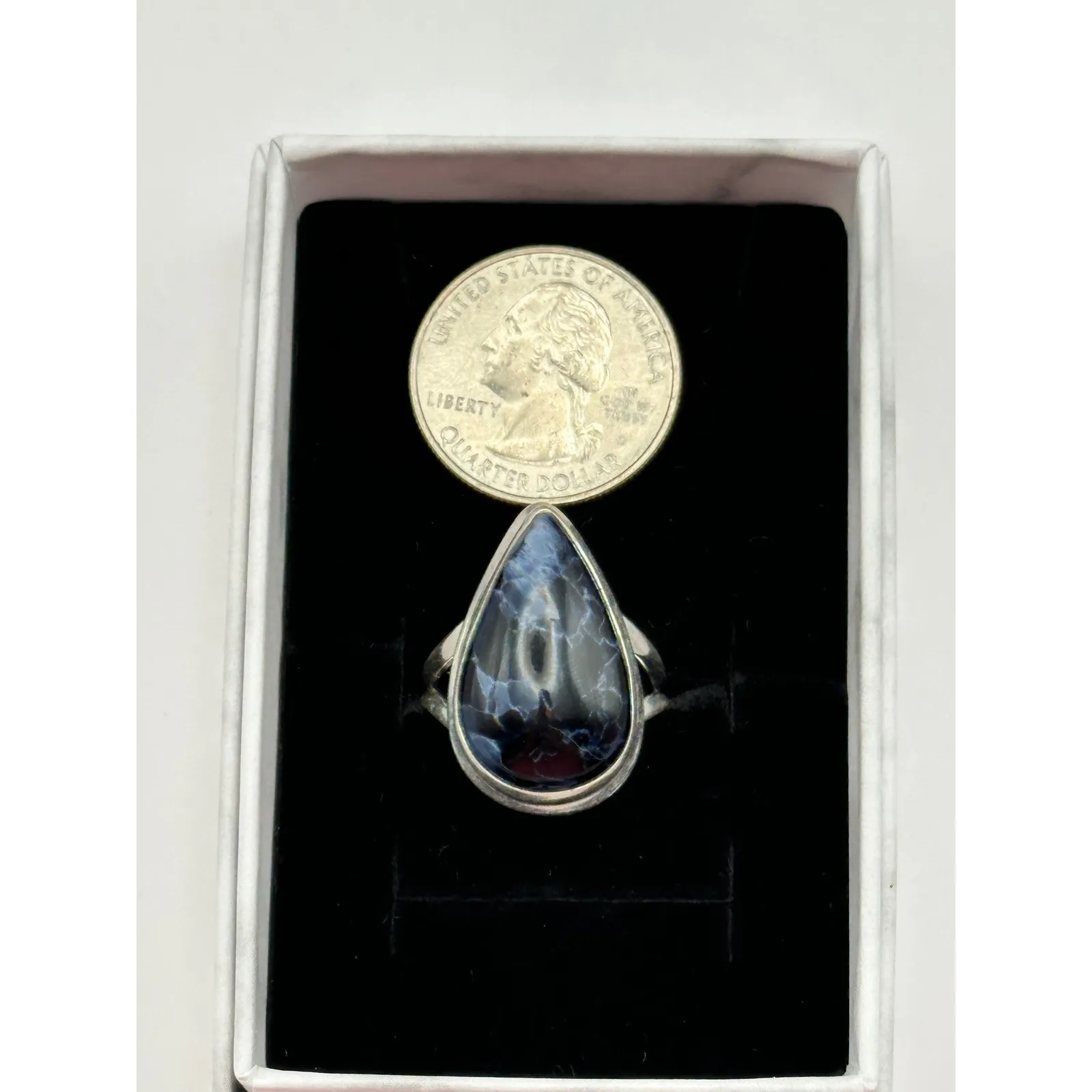 Blue Pietersite Sterling Silver Handmade Ring Size 8.25 - Image 10