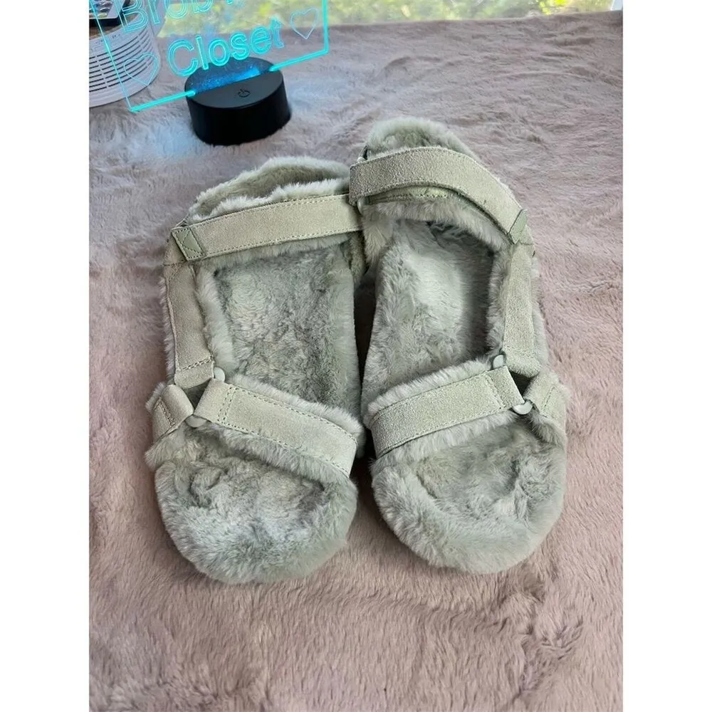 Vionic Viva Women's Suede Slingback Sandals Green Size 9 Adjustable Fuzzy - Image 4