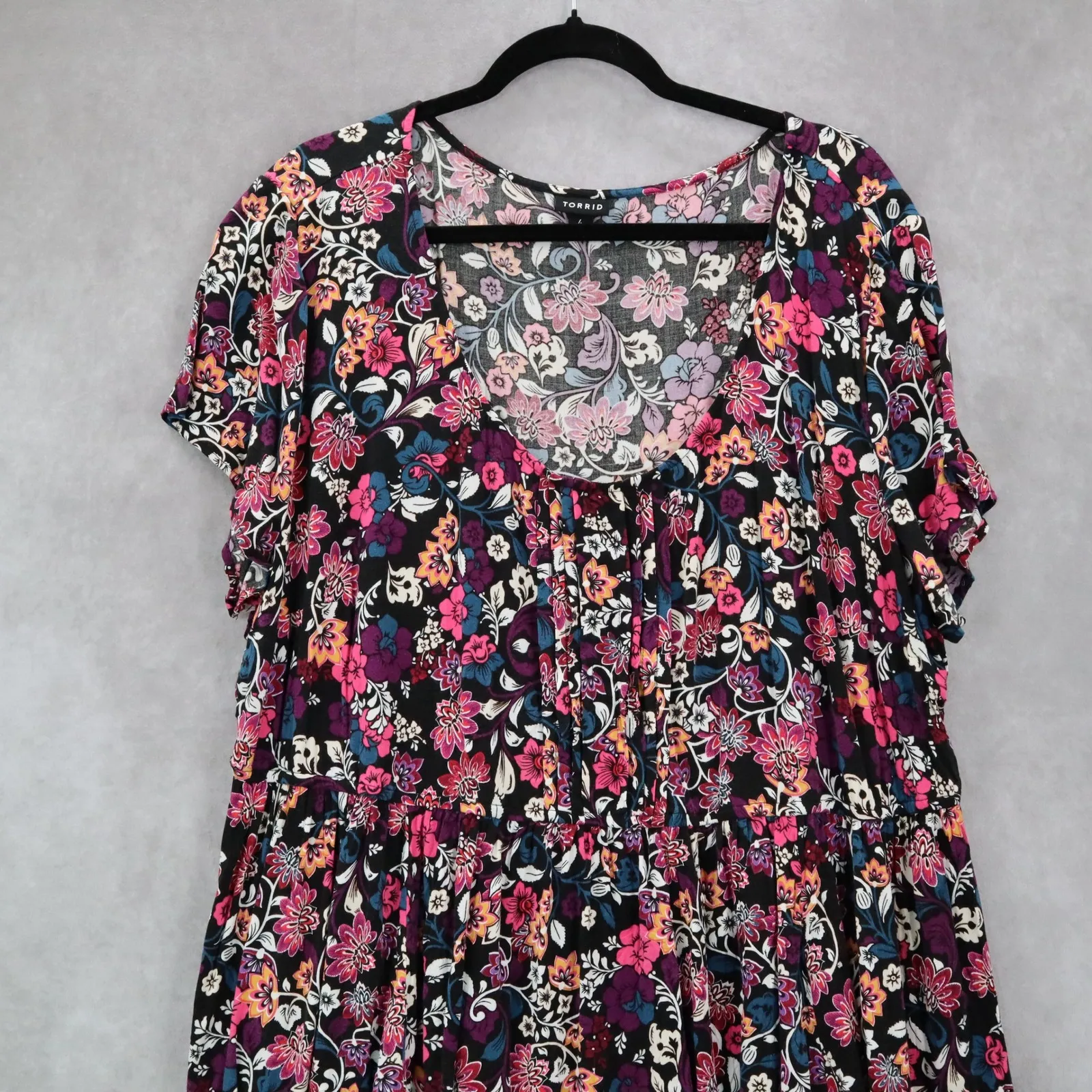 Torrid Black Floral‎ Short Mini Fit Flare Business Casual Tropical Dress Plus 4X - Image 3