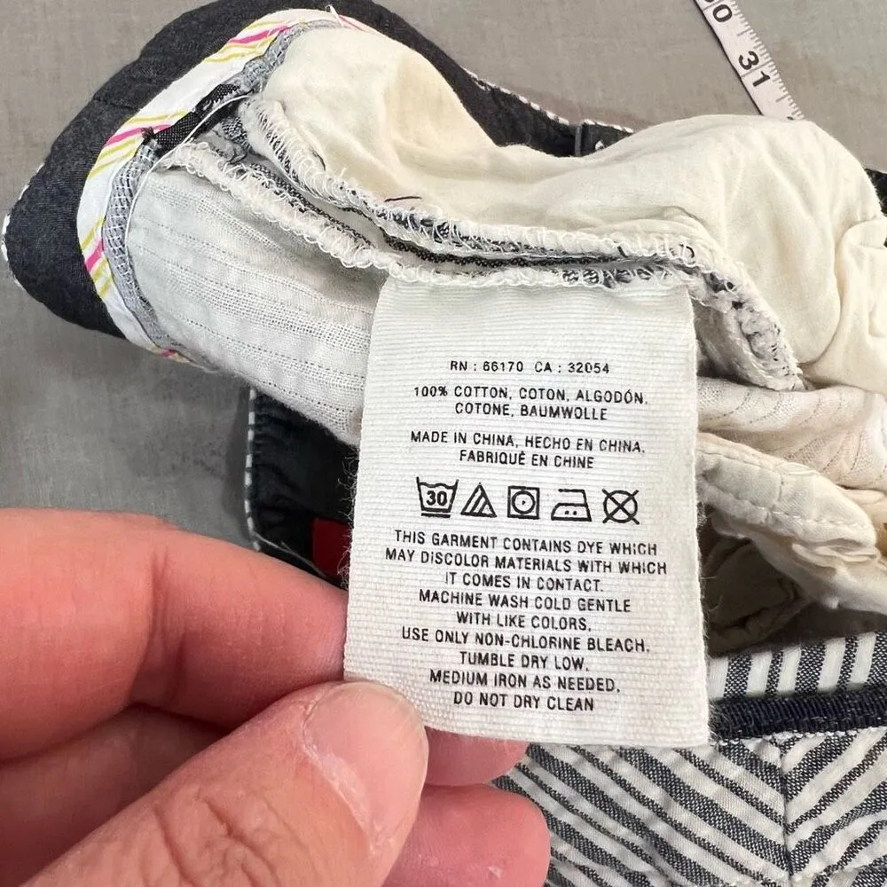 Cartonnier Anthropologie blue and white striped belted wide leg pants size 4 - Image 10