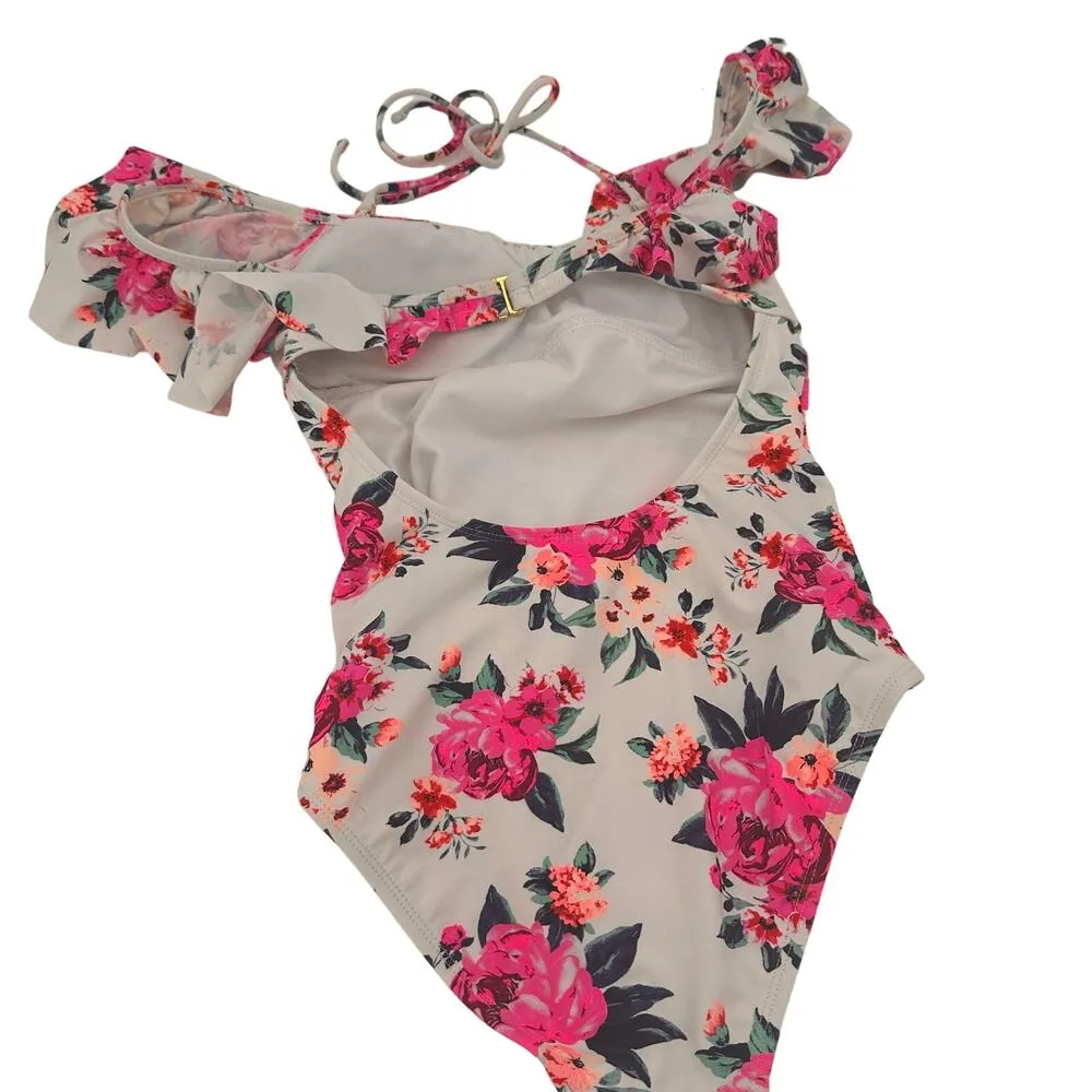 Arizona Jean Co. Floral Flower Ruffle Off the Shoulder Swimsuit Size Small - Image 3