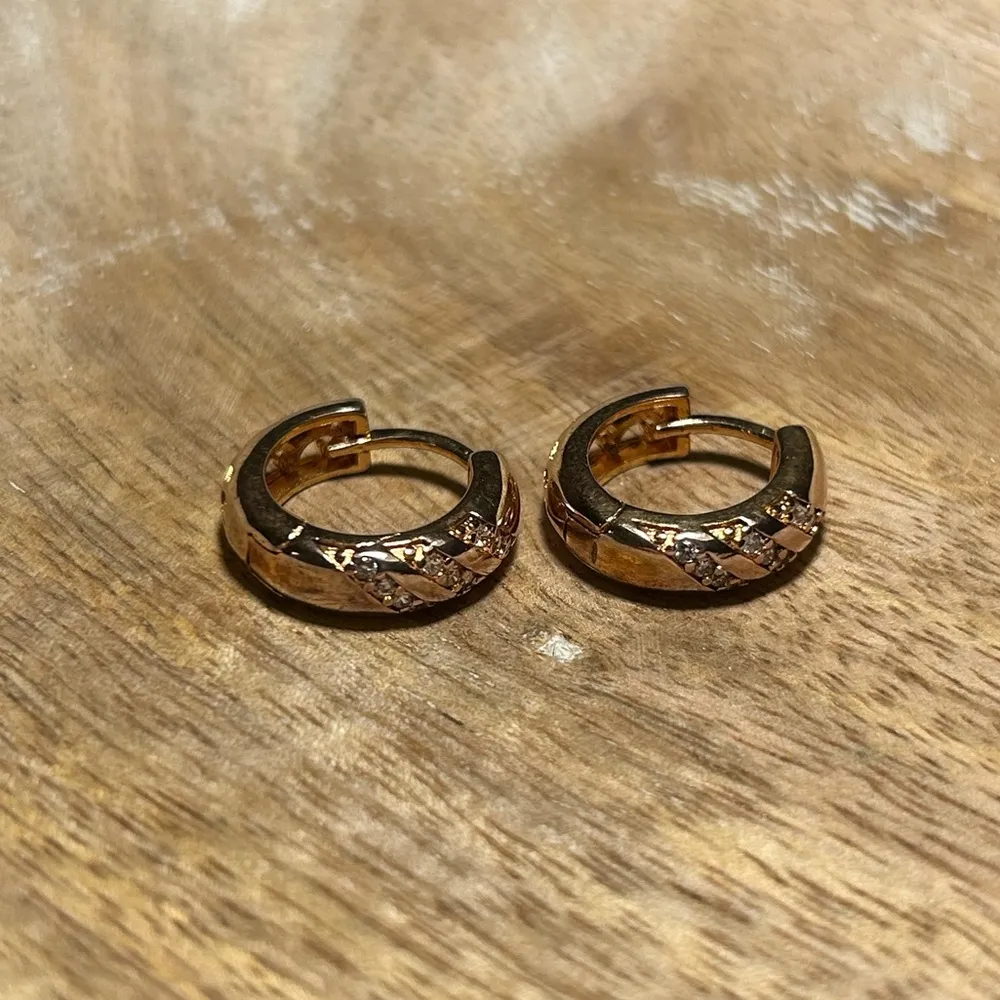 CZ Huggies Gold Vermeil Over 925 Sterling Silver Earrings - Image 9