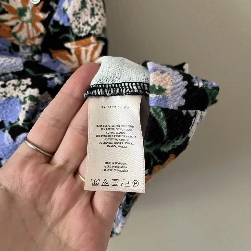 Mauve Brenner Top Anthropologie Dark Floral Classic Preppy S Blouse Coquette Blk Black Size M - Image 6