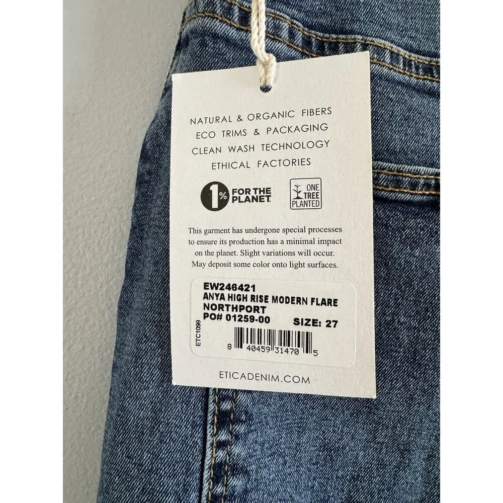NWT Etica Anya High Rise Modern Flare Jeans Northport Blue Women’s Size 27 - Image 7