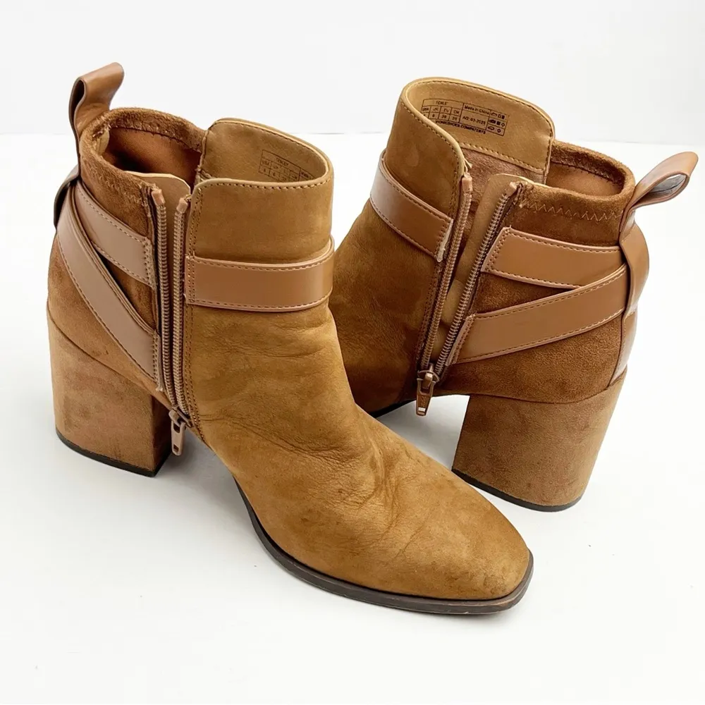 VIONIC Tenley Tan Suede Side Zipper Block Heel Arch Support Ankle Booties 8 - Image 10