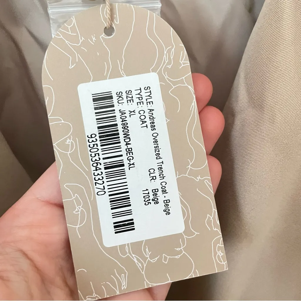 Meshki Andreas Oversized Trench Coat in Beige Tan Size XL - Image 6