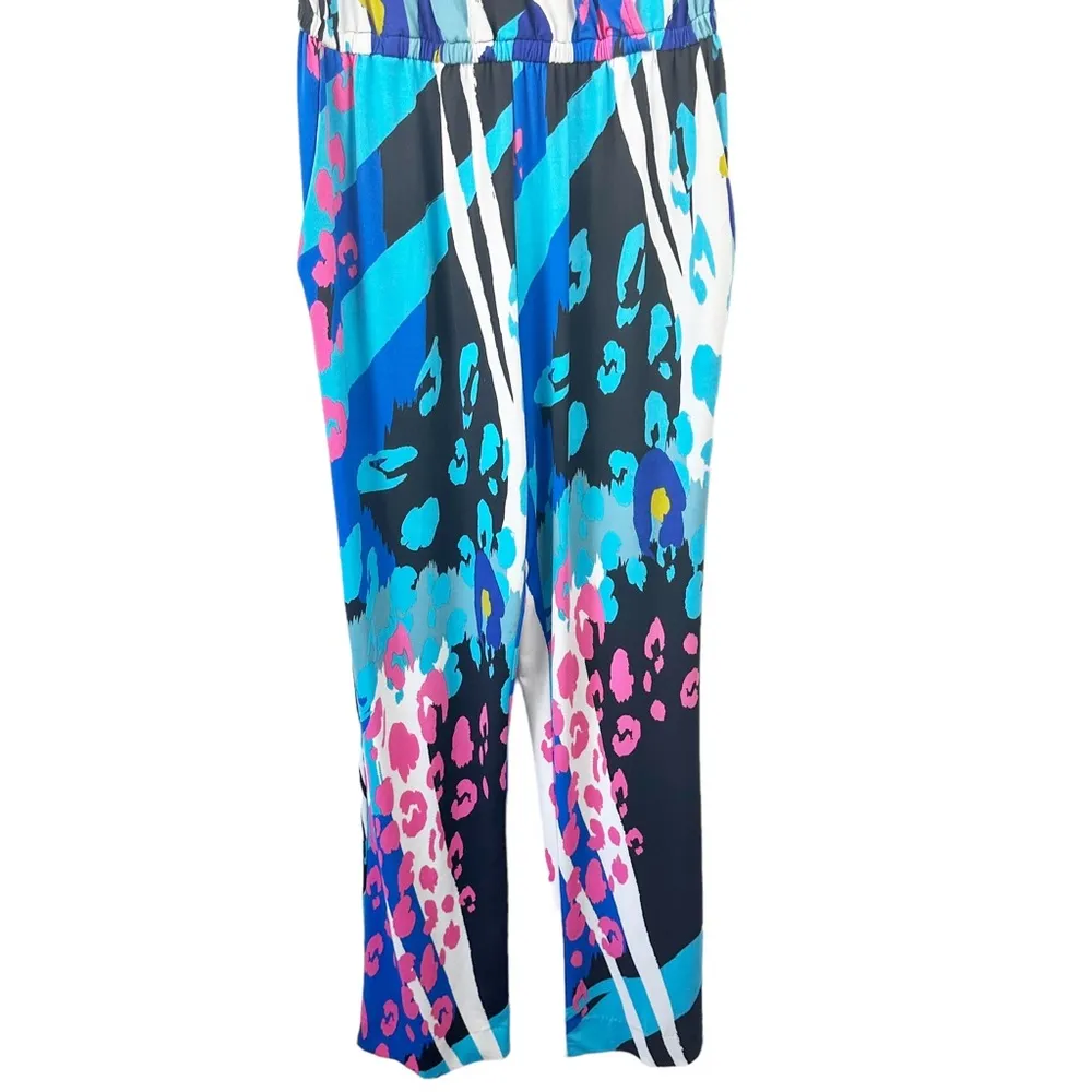 HALE‎ BOB Multicolored Leopard Sleeveless Jumpsuit Mixed Print Colorful Wide Leg - Image 4