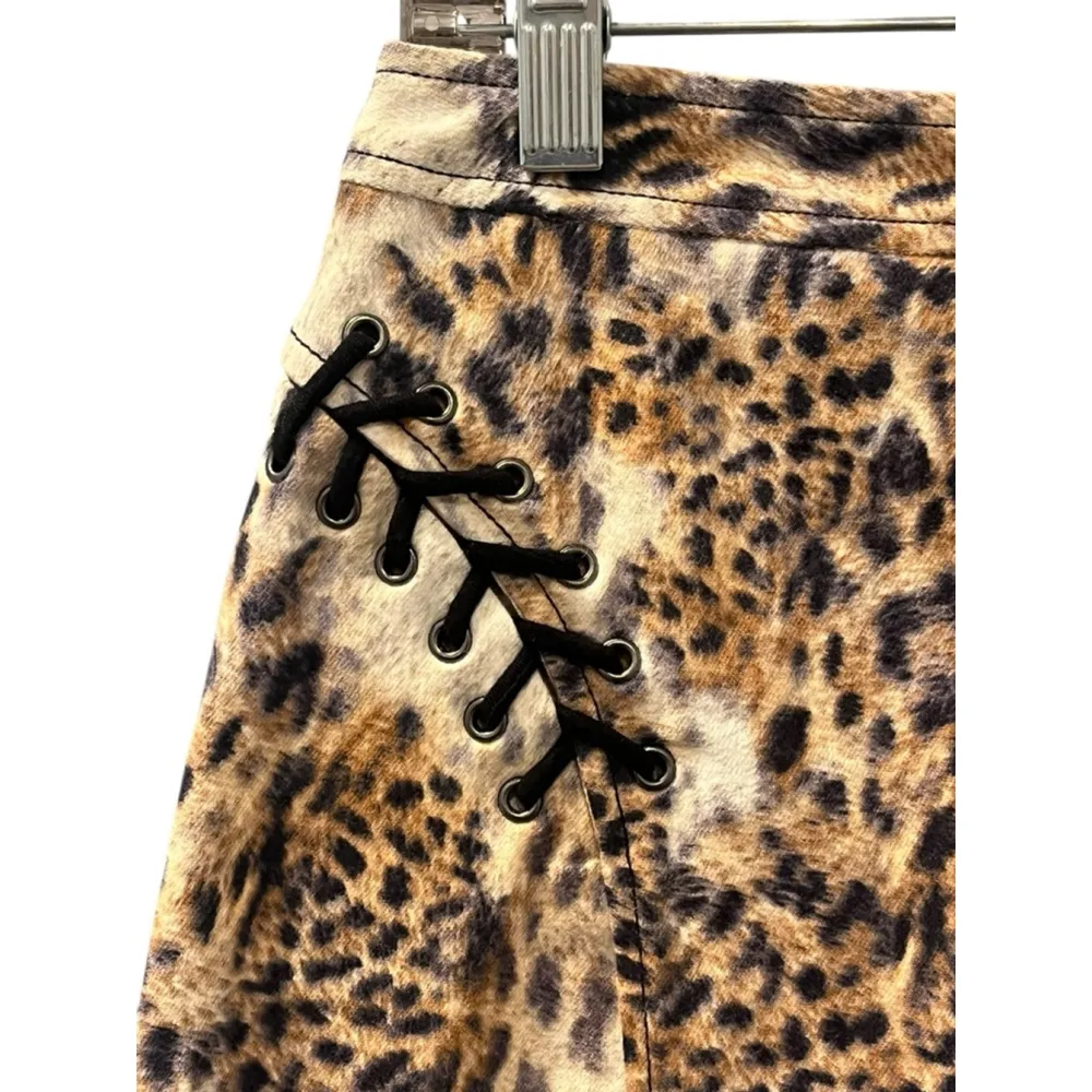 Vintage 90's Betu Sport Leopard Print Cotton Skirt Women's Size 8 Animal Print Brown - Image 2