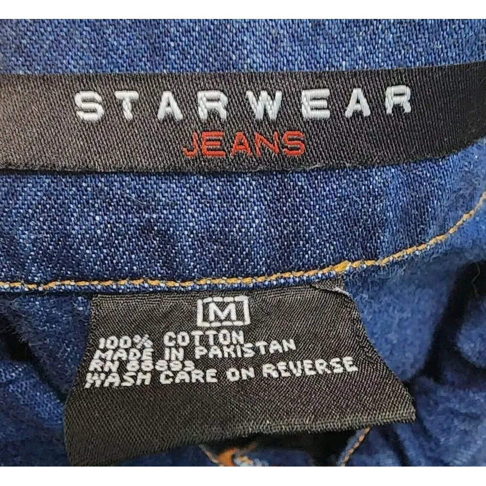 Starwear‎ Jeans Womens Size M Denim Jacket Dark Wash Fringe Detail Size M - Image 3