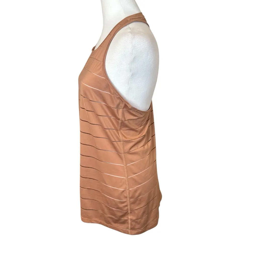 ATHLETA Stripe Mesh Tan Chi Tank Top Size Medium Workout Fitness Gym Athletic - Image 2