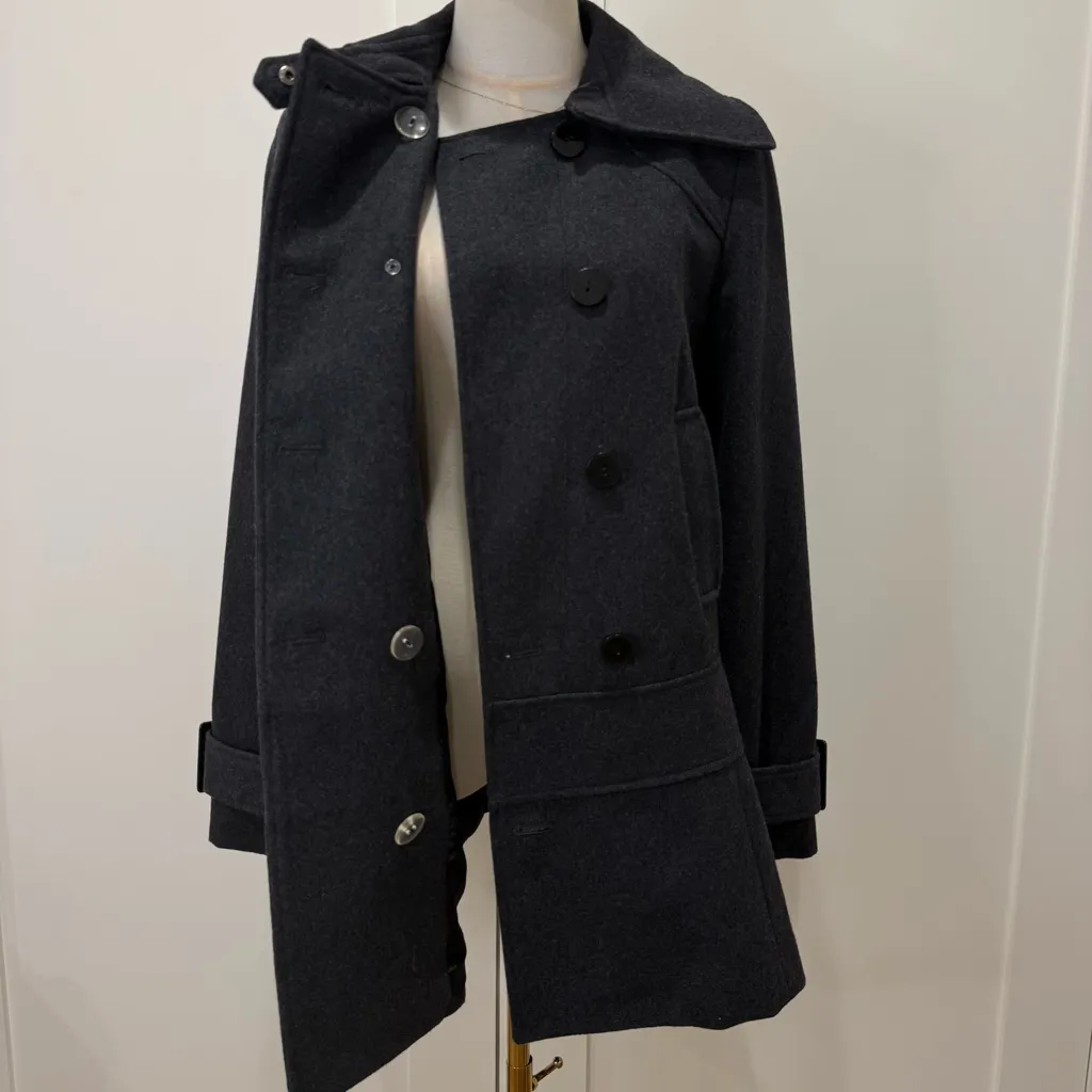NWT Barney’s New York Co Op Wool Pea Coat Small Gray Double Breasted Preppy Chic - Image 8
