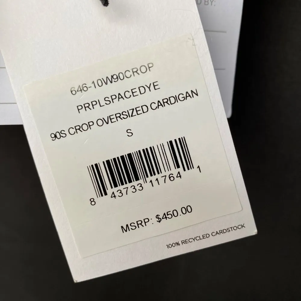 $450 NWT RE/DONE 90s CROP OVERSIZED CARDIGAN SWEATER SMALL - Image 9