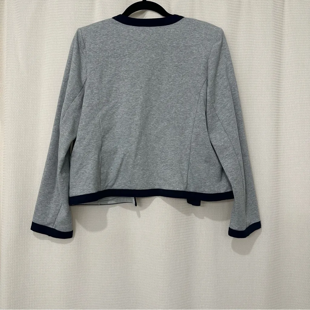 Tommy Hilfiger Gray Navy Trim Button Cardigan Jacket Size L Nautical Preppy Chic - Image 5