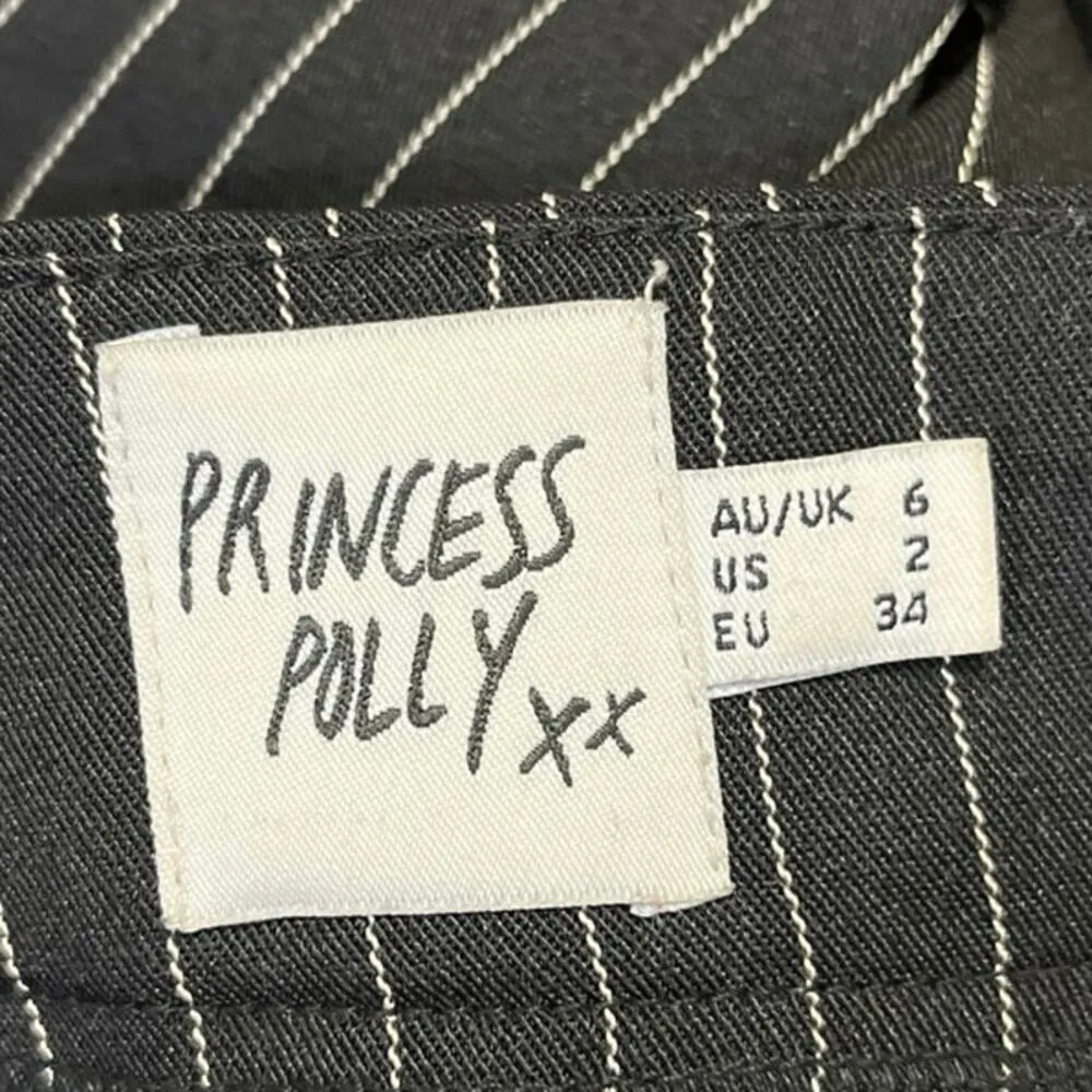 Princess Polly Black Striped Wide Leg High Waist Tailored Trousers Dress Pants 2 - Image 4