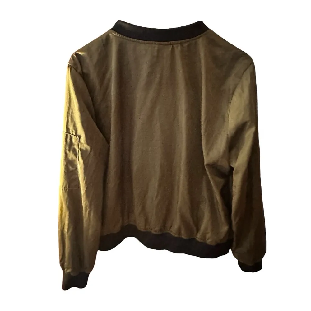 ALYX Satin Olive Green Lined Full Zip Pockets Military Bomber Jacket Size XL - Image 5