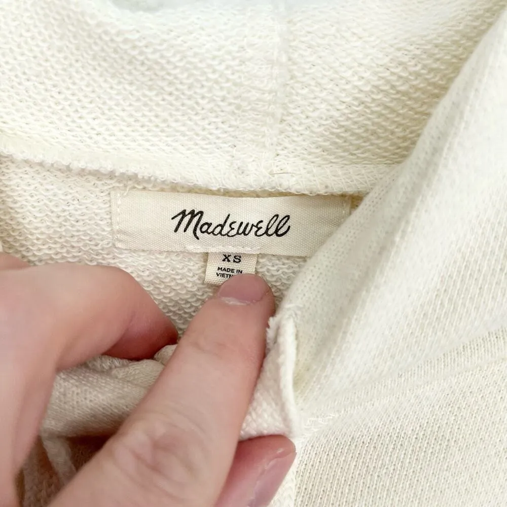 MADEWELL Hoodie Women Size XS Bubble Sleeve Outdoor Cream Cropped Sweater - Image 4