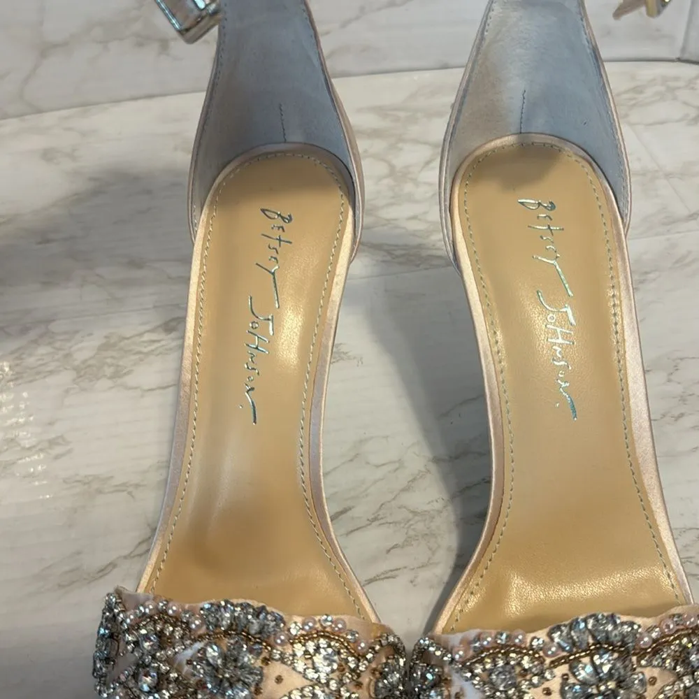 Betsy Johnson Womens Sb-Gina Dress Heels Sandals Size 8 M Champagne Satin - Image 12
