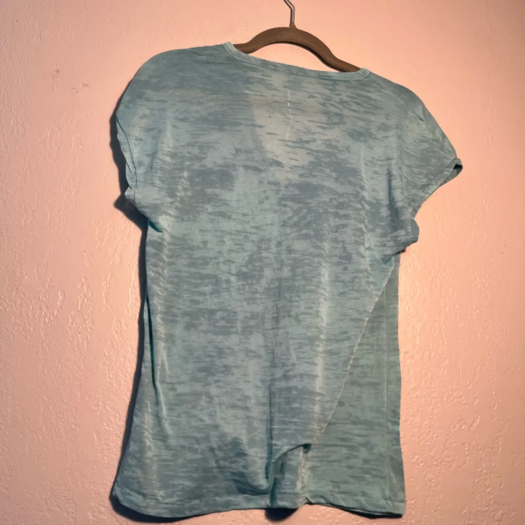 Alternative Teal Green Fitted Short Sleeve T-Shirt Wide V-Neck SZ M Tee Pocketed - Image 9