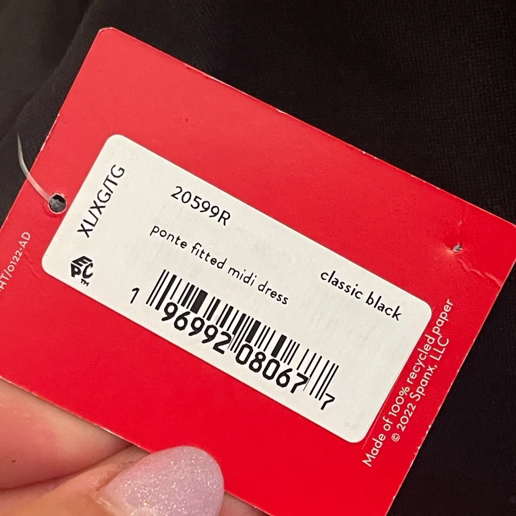 Spanx Ponte Overlay Dress Classic Black Open Cutout Back Cocktail Office Midi XL - Image 12