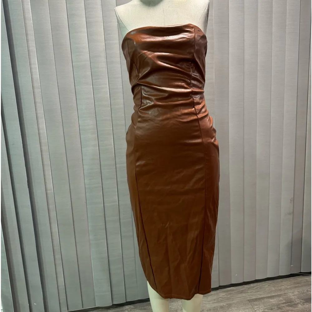 AMTIOUS trendy brown leather dress ✨ Size L - Image 3