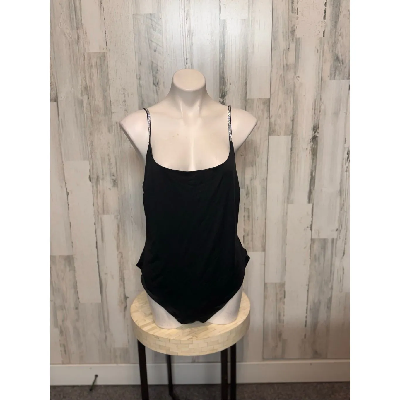 IRIS Black Rhinestone Strap Sleeveless Bodysuit – Size 2XL - Image 2