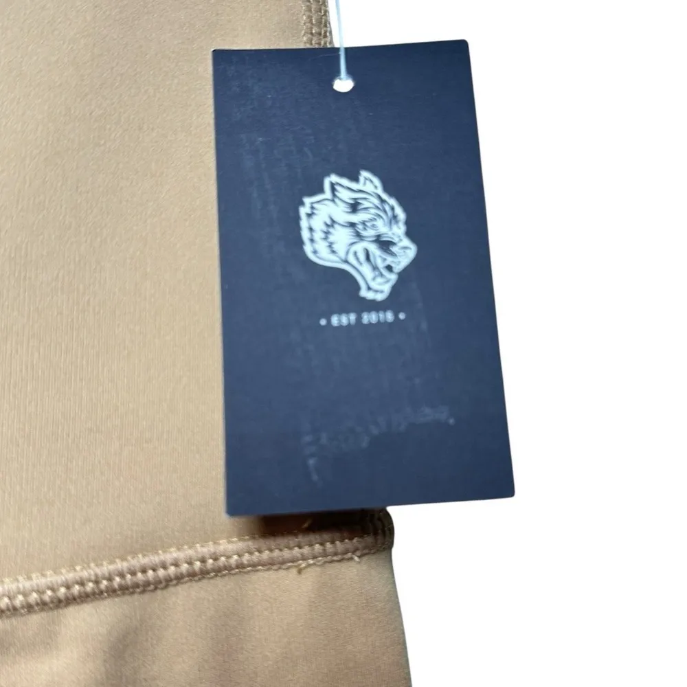 NWT Darc Sport She Wolf Head Biker Shorts Size M Brown High Waist Gym Streetwear Tan Size M - Image 5