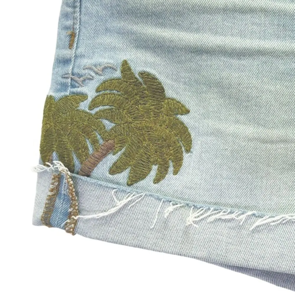 Madewell High Rise Embroidered Sun Jean Shorts Light Wash Cutoff Jorts Size 26 - Image 9