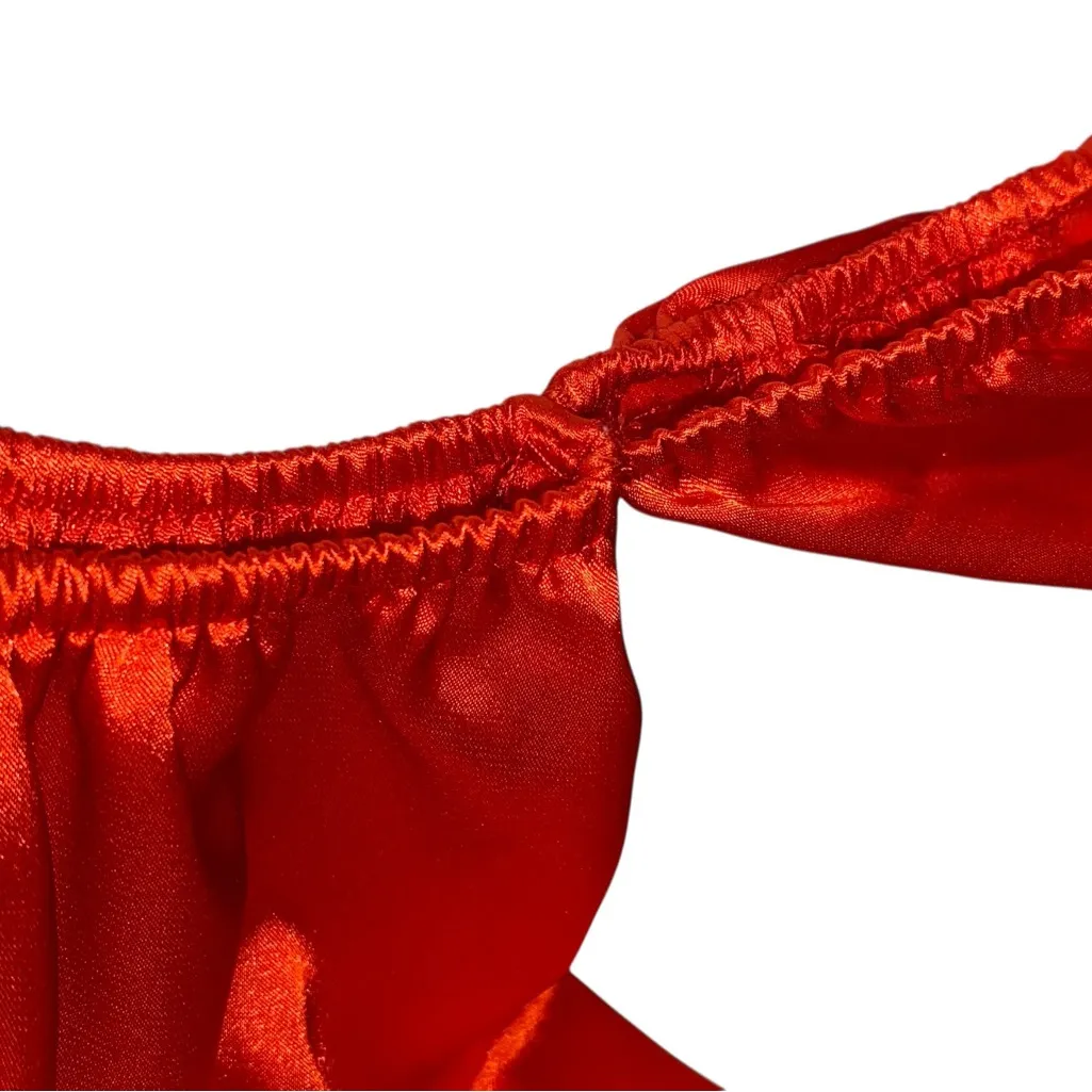 San Joy Vibrant Red Satin Poof Sleeve baby doll Mini Valentines party dress - Image 9