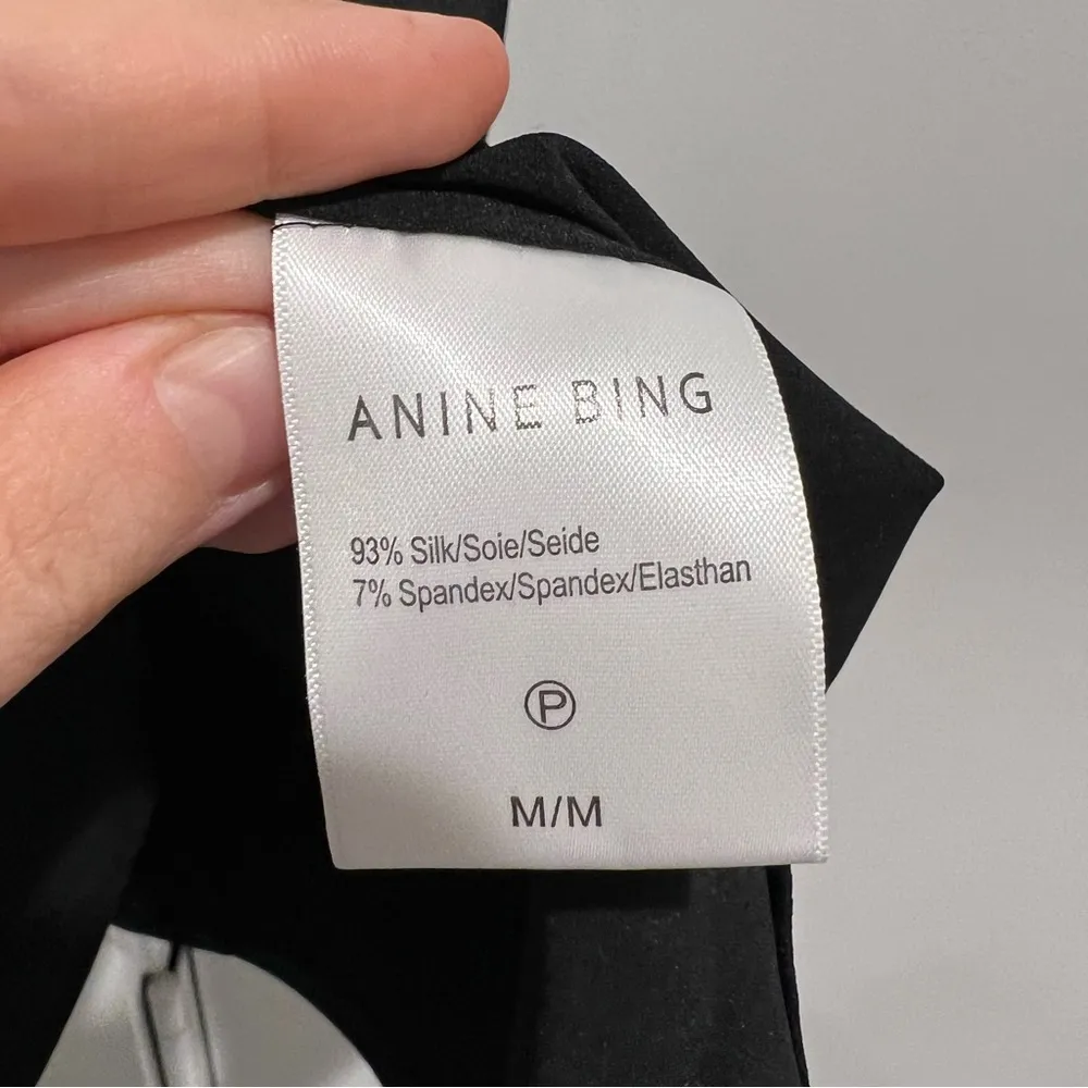 ANINE BING  Sylvia Top Silk in Black - Image 7