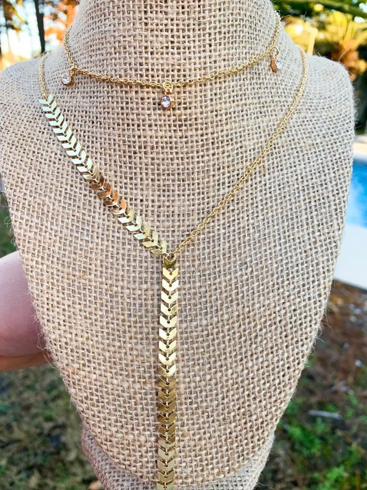 Three Diamond Necklace Gold - Image 2