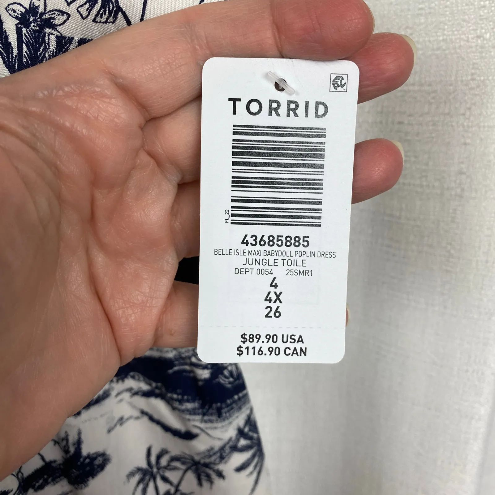 Torrid Belle Isle Blue Jungle Toile Babydoll Poplin Maxi Dress Sz.4 NWT - Image 10